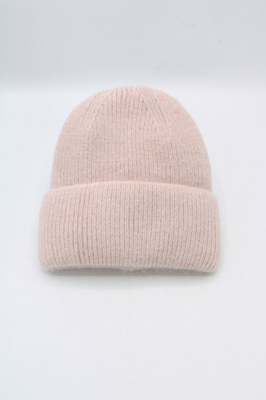Classic Plain Pink Angora Hat