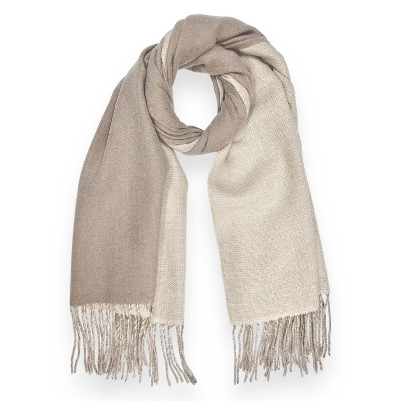 Reversible Oatmeal Two Tone Cashmere Blend Scarf