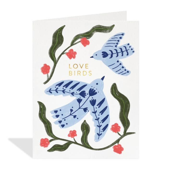 Blue Love Birds Birthday Card
