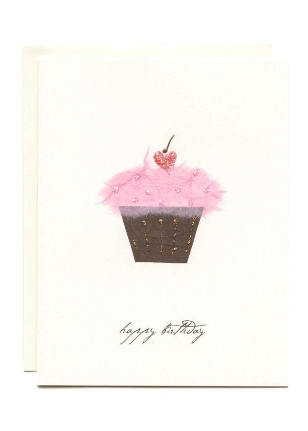 Cupcake With Cherry Birthday Card