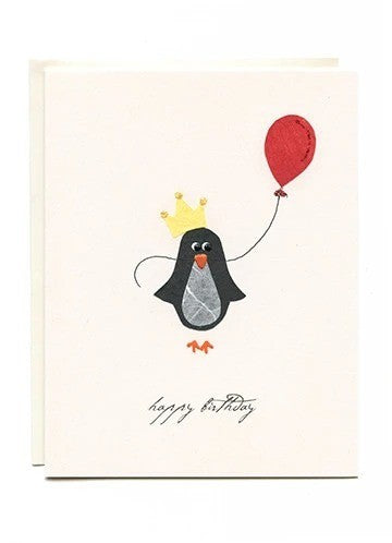 Penguin With Balloon Birthday Card