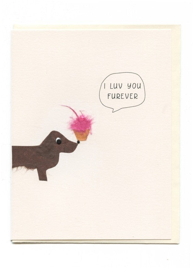 Luv You Dog Cupcake Birthday Card