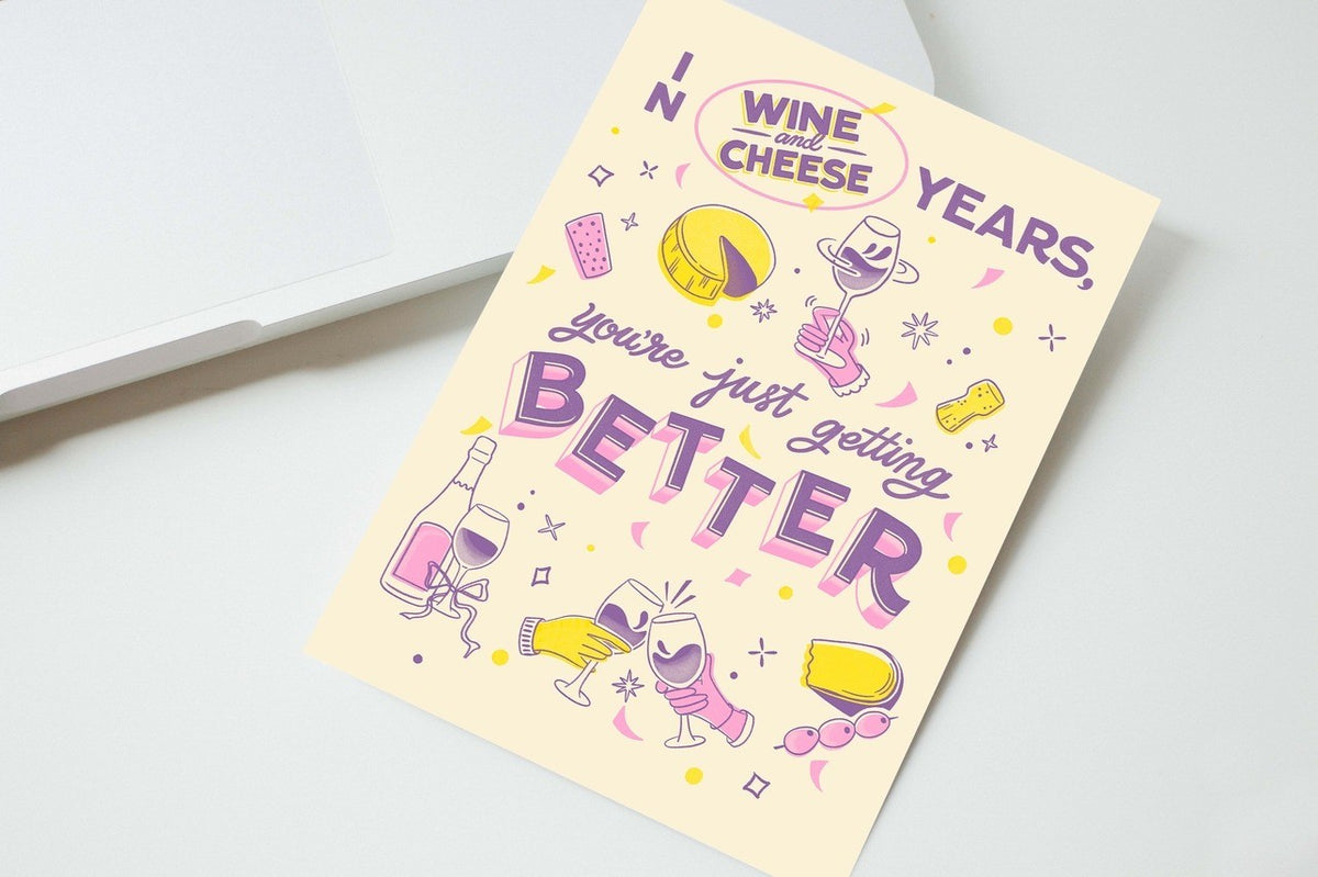 Wine &amp; Cheese Birthday Card