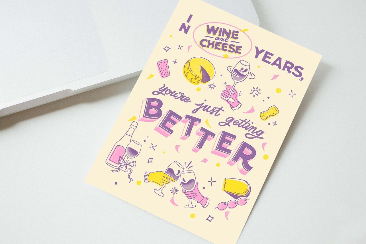 Wine & Cheese Birthday Card