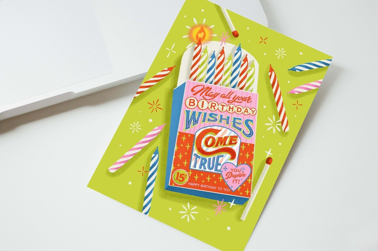 Retro Candles Birthday Card