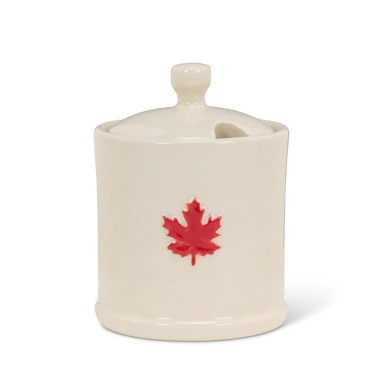 Maple Leaf on Covered Jam Jar