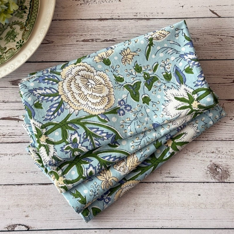 Sophie Aqua Cotton Napkins, Set of 4