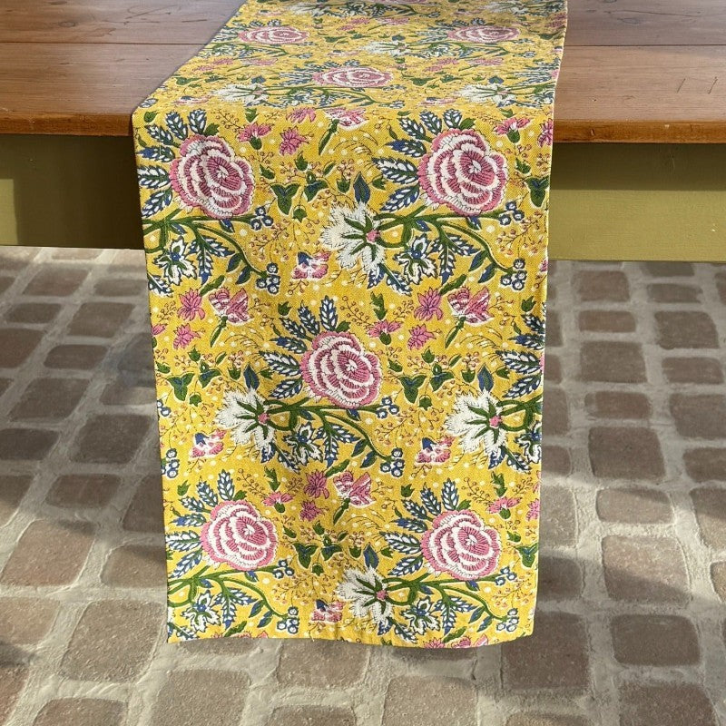 Sophie Yellow Cotton Table Runner