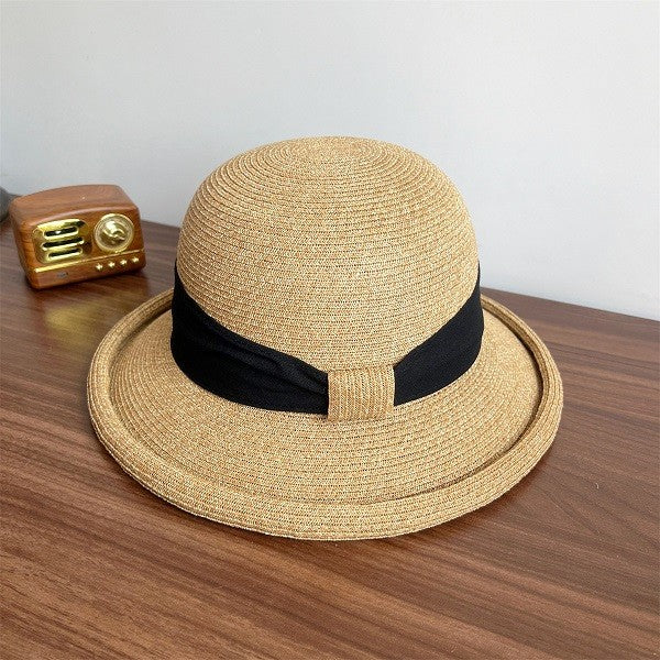 Natural Braided Straw Hat With Black Band