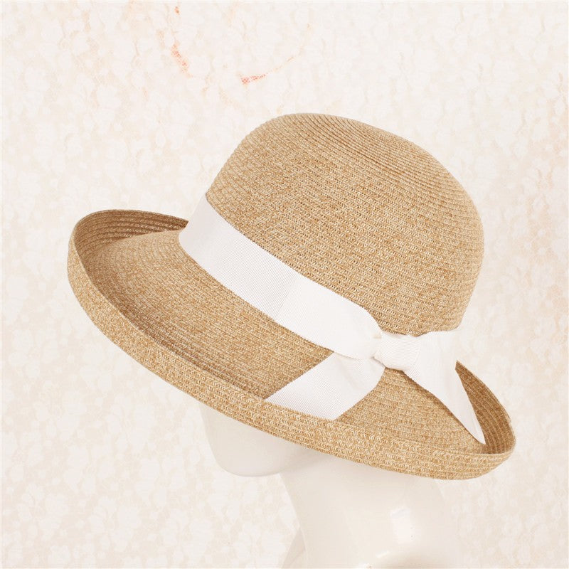 Natural Braided Straw Hat With White Band