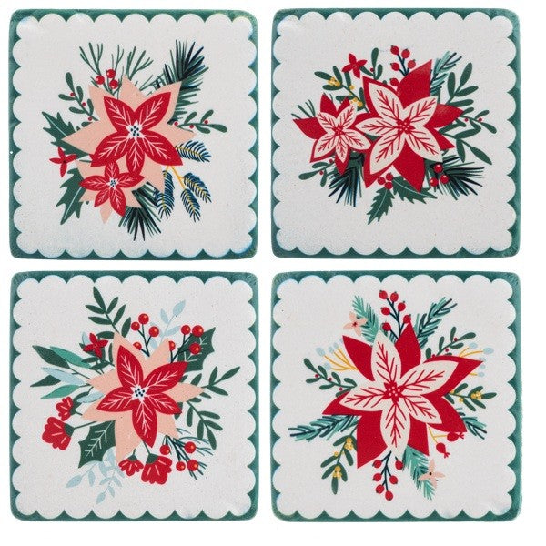 Holiday Floral Coaster, Set of 4