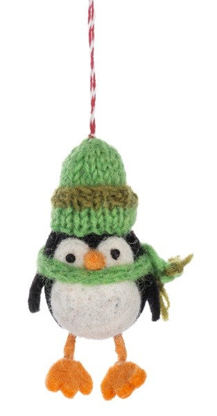 Green Toque Penguin Ornament