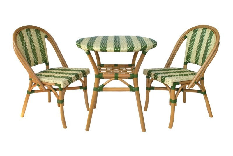 Cream/Green Striped Bistro Set of 3