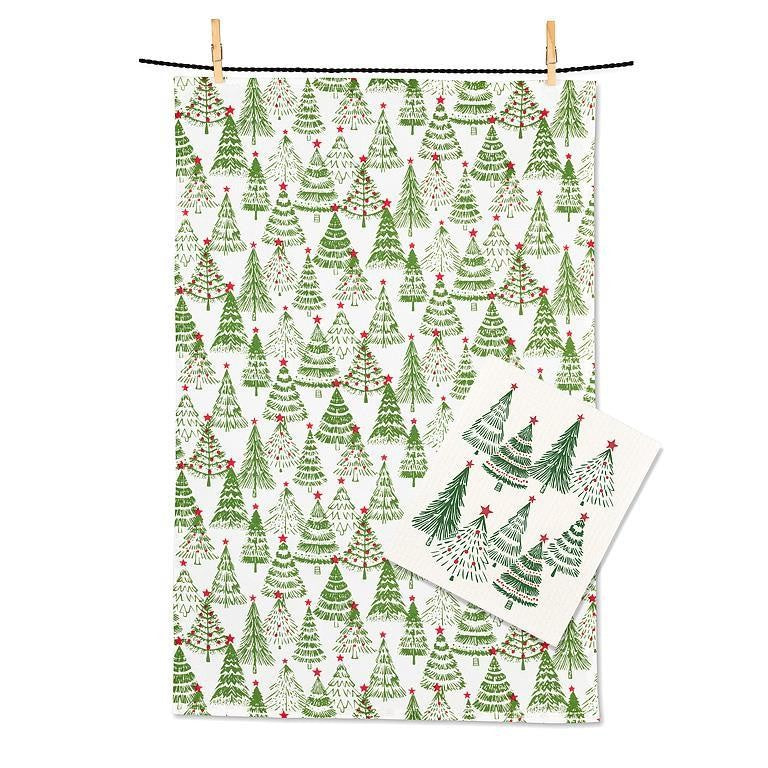 Tree with Star Dishcloth &amp; Kitchen Towel Set