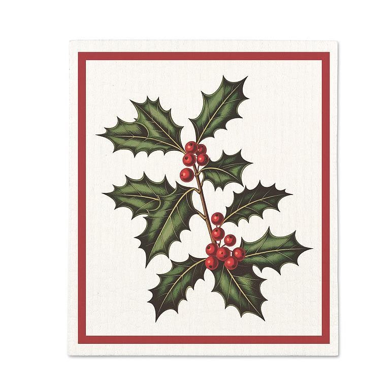 Botanic Holly Swedish Dishcloth, Single