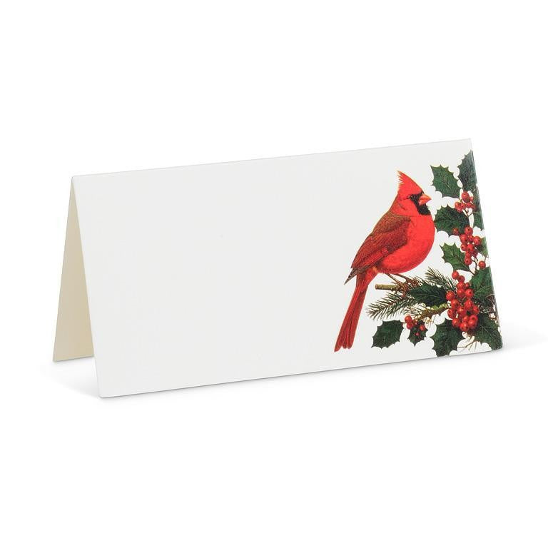 Cardinal & Holly Fold Placecard. 12 Pcs
