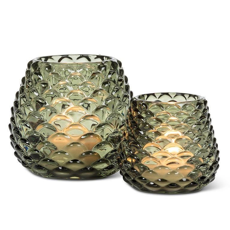 Green Glass Pinecone Tealight Holder