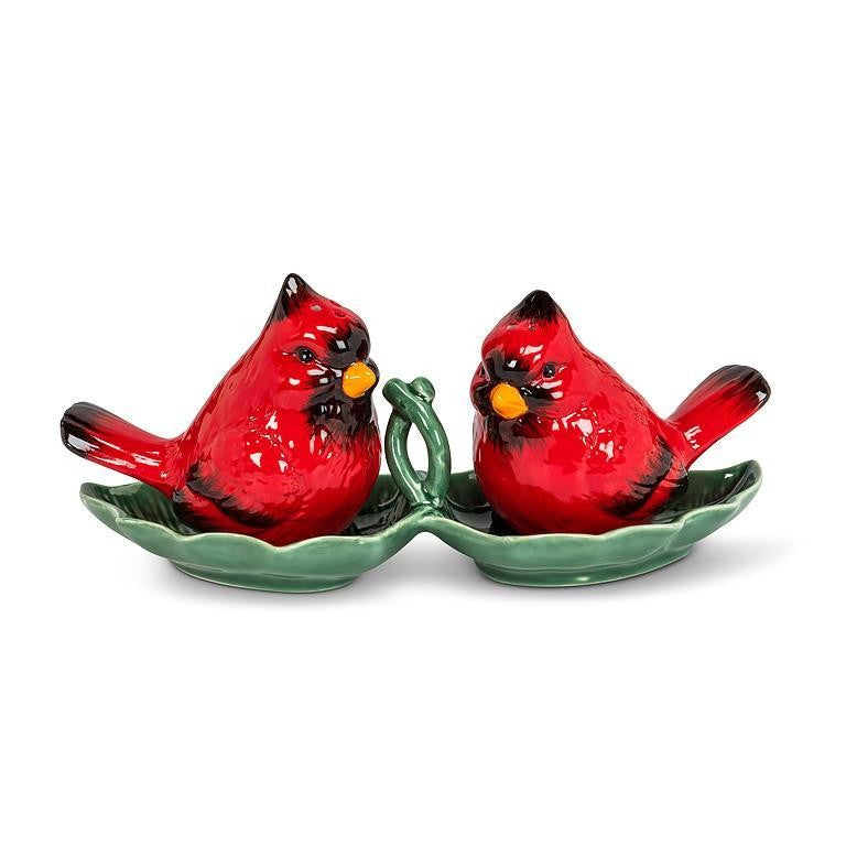 Cardinal on Holly Tray Salt & Pepper