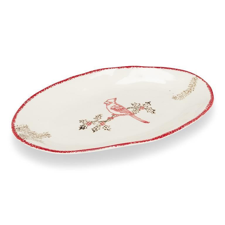 Cardinal Stamp Oval Plate, 8.5" x 13.5"L