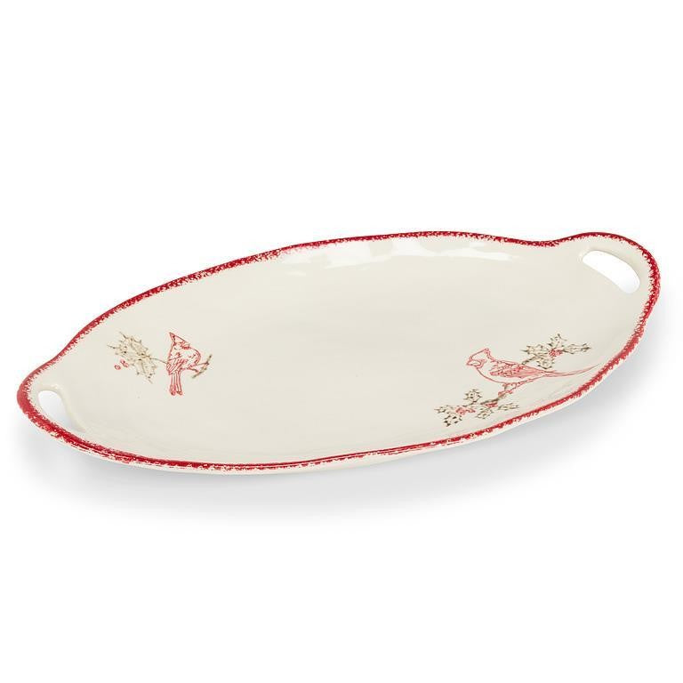Cardinal Stamp Oval Platter, 11" x 18"L
