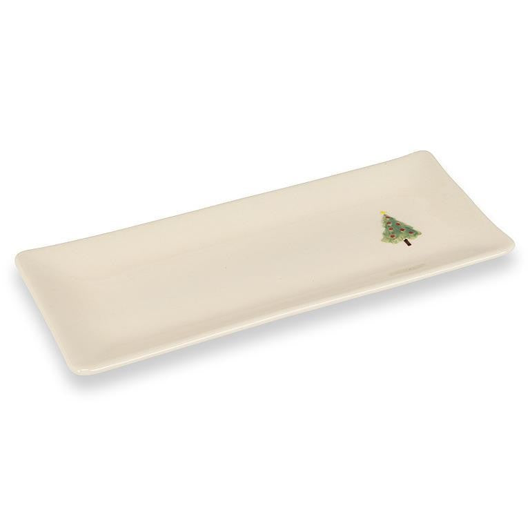Festive Tree Large Rectangle Plate, 4" x 10"L