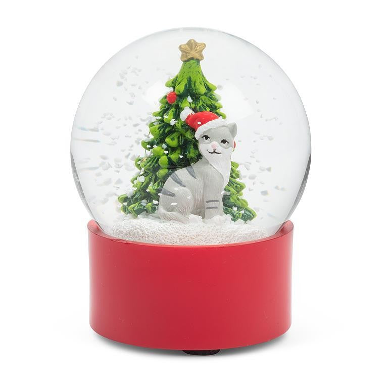 Cat & Tree Snow Globe, 3"H