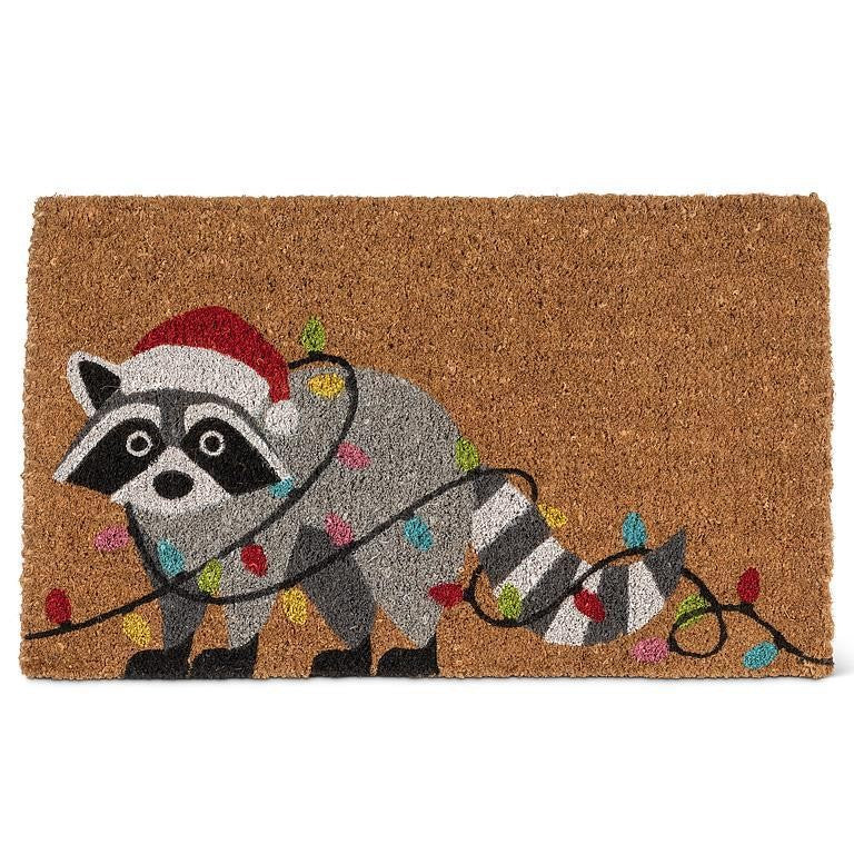 Holiday Raccoon with Lights Doormat