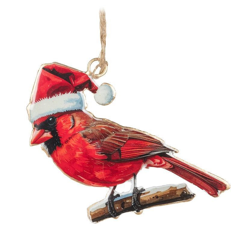 Cardinal in Santa Hat Ornament