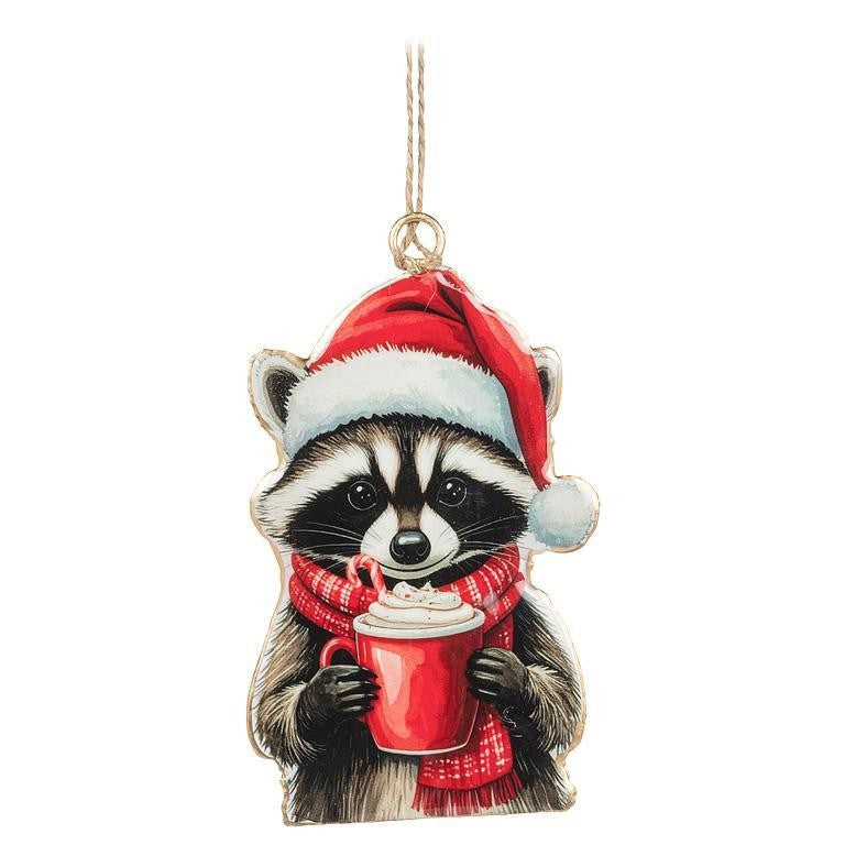 Raccoon in Santa Hat Ornament