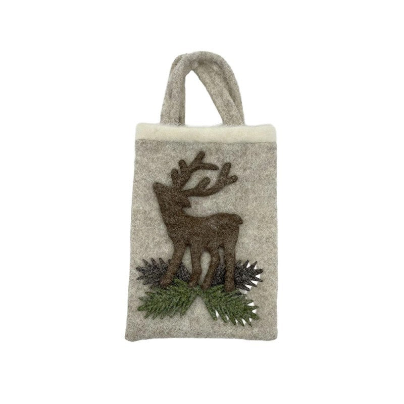 Felt Reindeer Holiday Pouch, 8" x 6"
