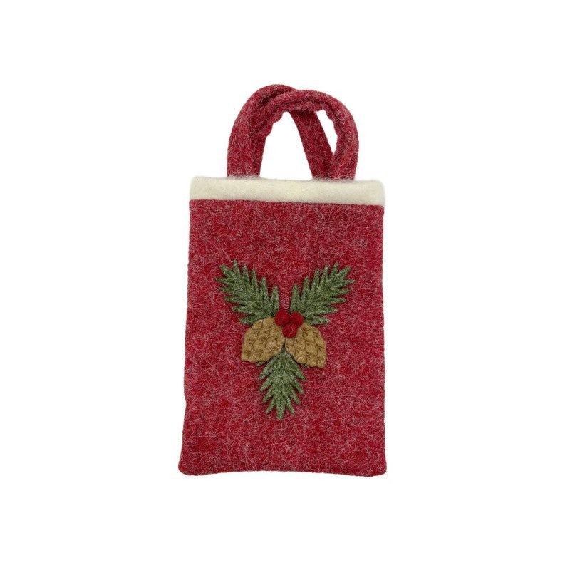 Felt Pine Cone Holiday Pouch, 8" x 6"