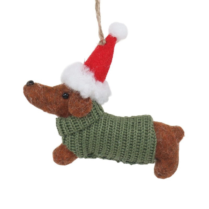 Green Sweater Dachshund Ornament