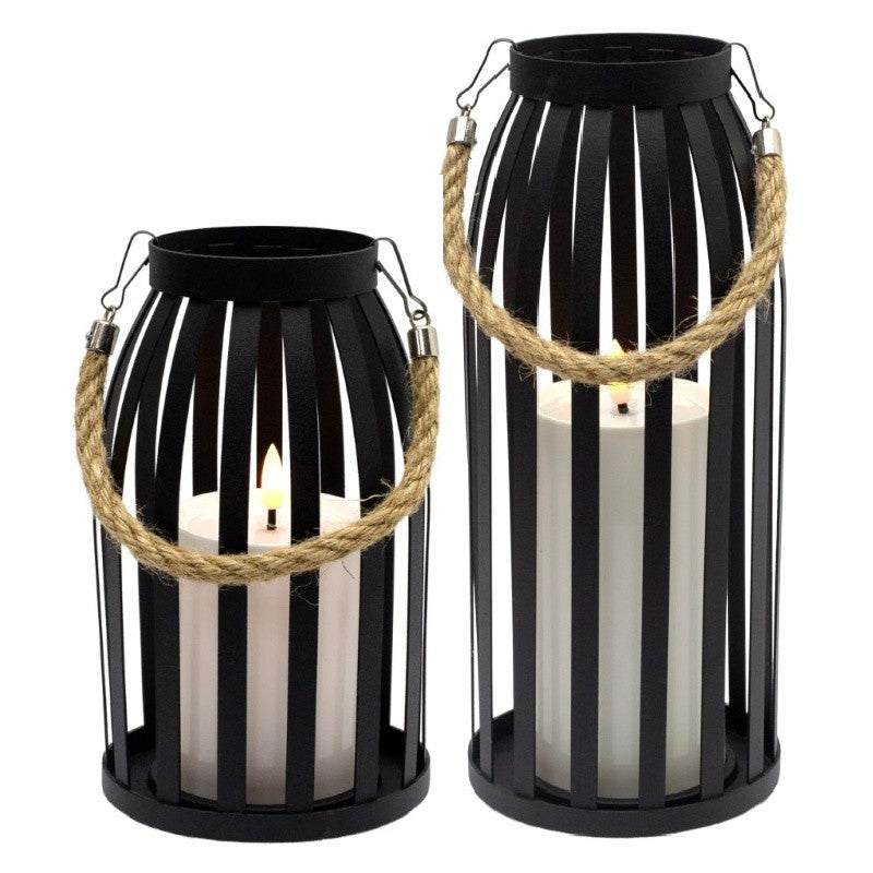 Black Metal Lantern w/LED Candle