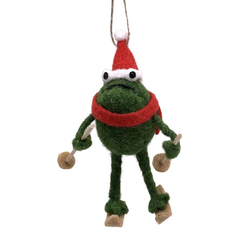 Skiing Frog Ornament