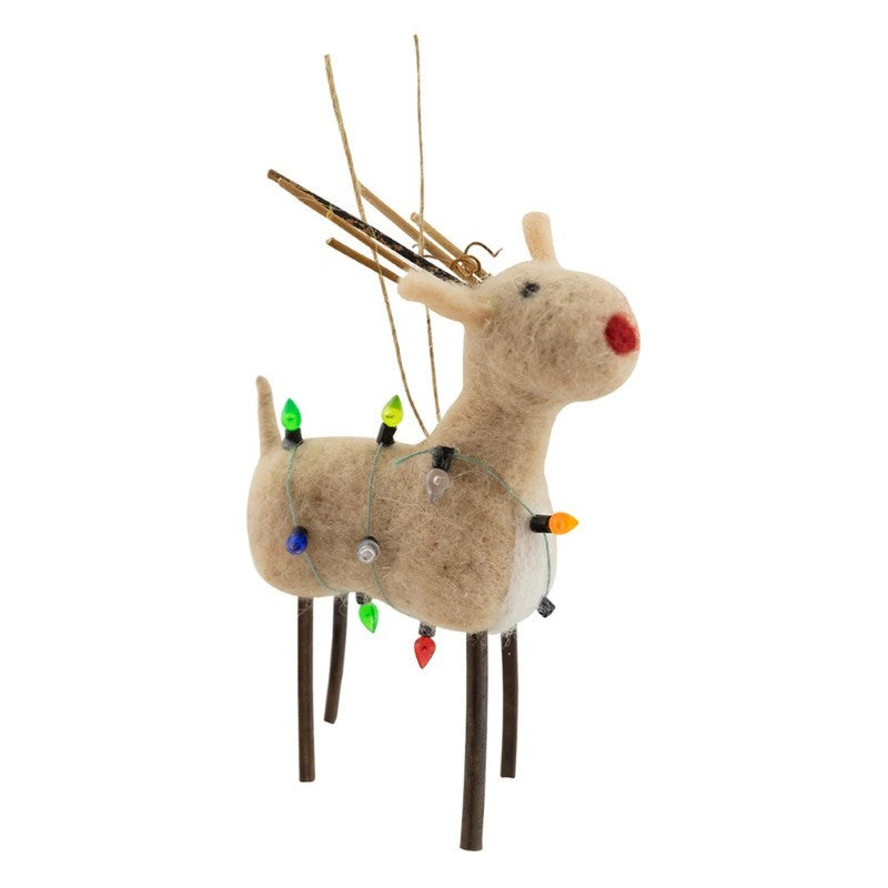 Reindeer W/String Lights Ornament
