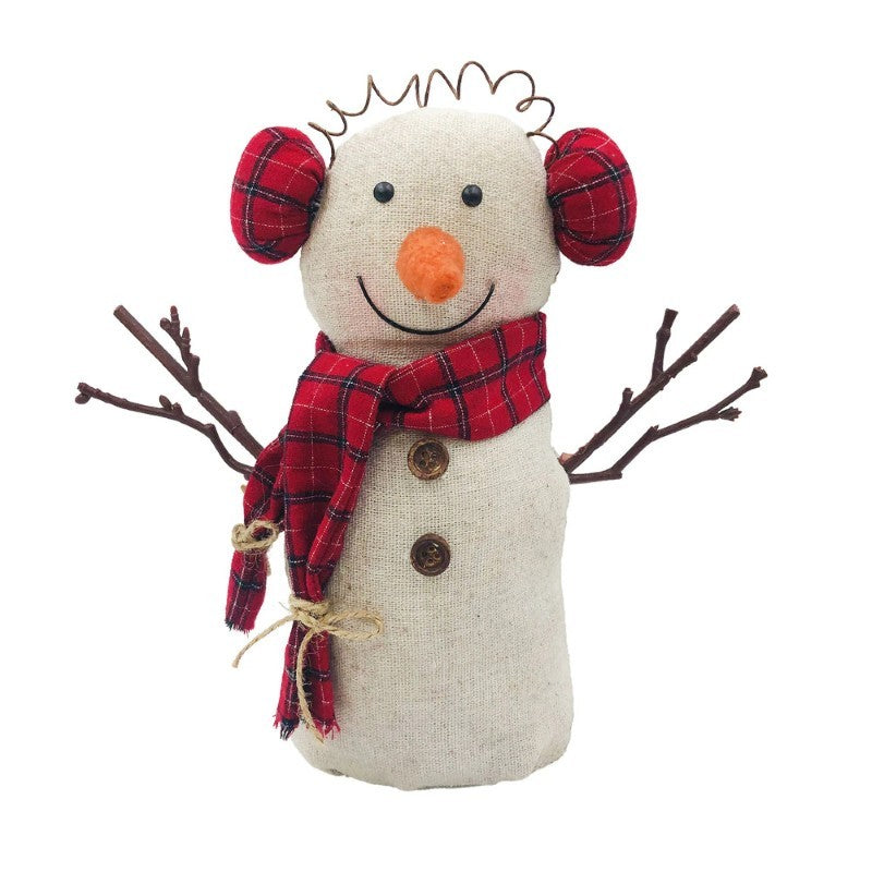 Cream Fabric Standing Snowman W/Scarf