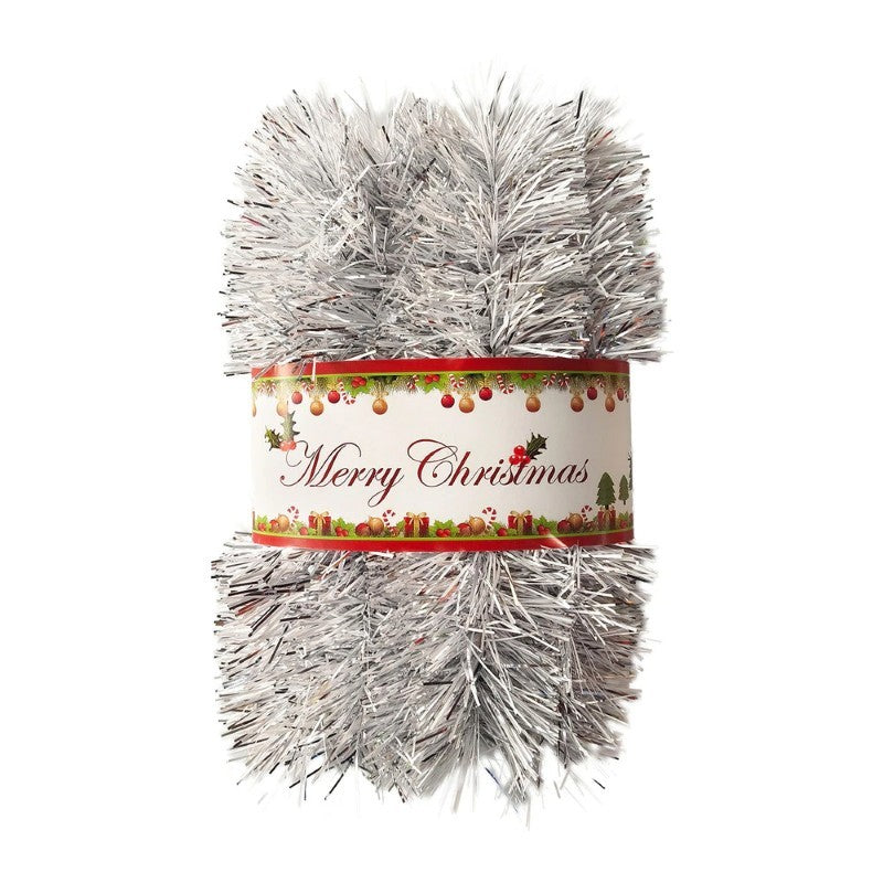Shiny White &amp; Silver Tinsel Garland, 9ft/108"