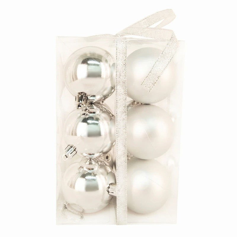 Silver Ball Ornaments, Set of 12