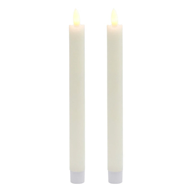 White 3D Flicker Flame LED Taper Candle Set/2