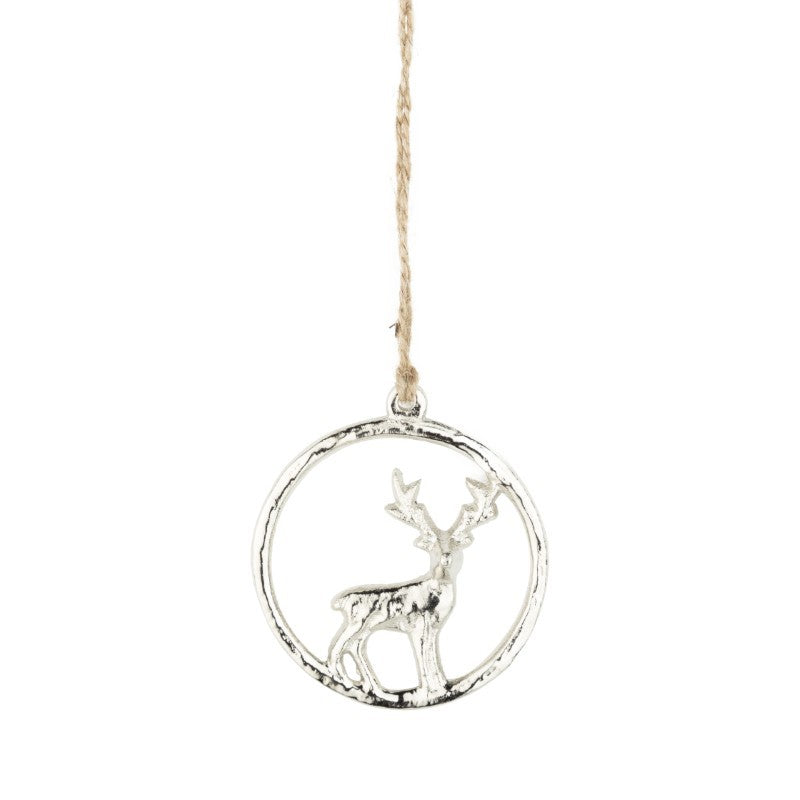 Silver Deer Hoop Ornament