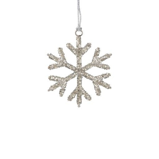 Silver Glass Bead Snowflake Ornament