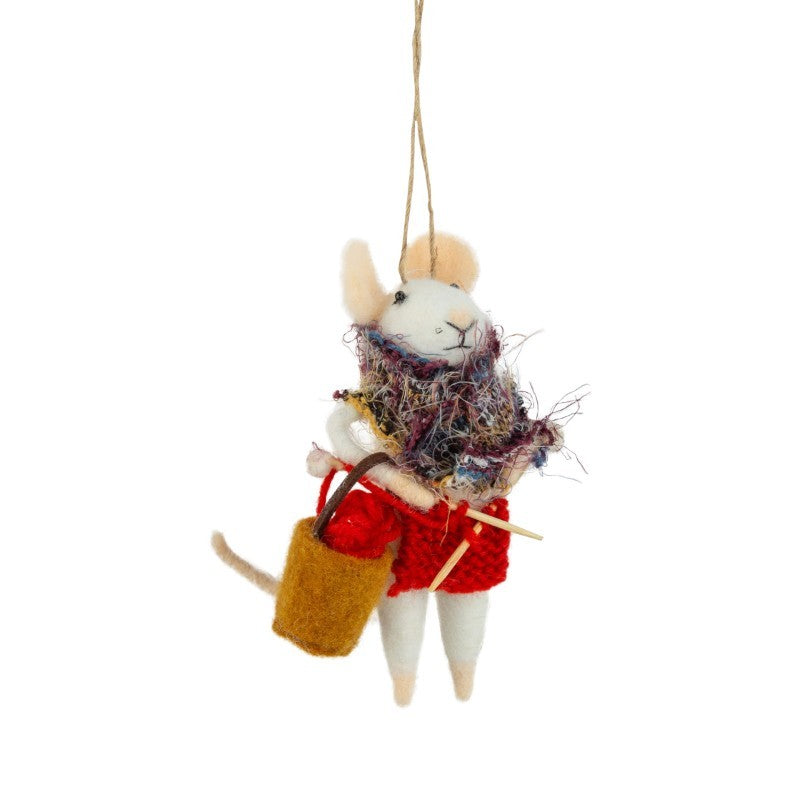 Mouse With Knitting Bag