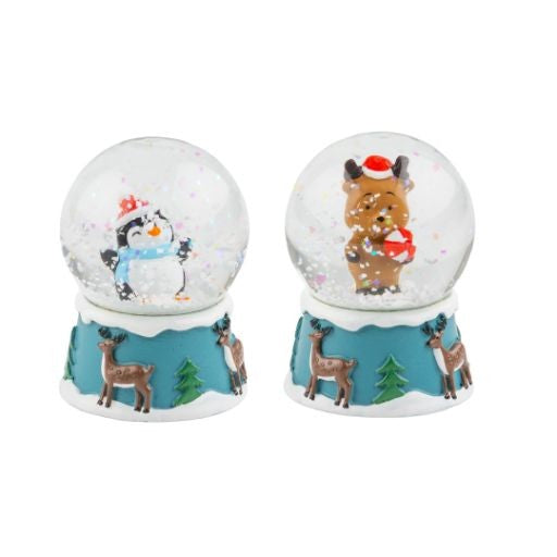 Mini Snow Globe On Blue Base, 2.5"