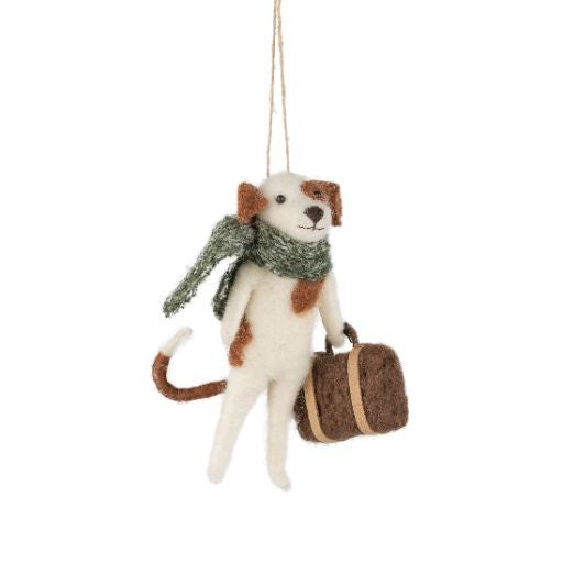 Scarf &amp; Suitcase Dog Ornament