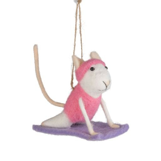Pink & Lavender Yoga Mouse Ornament
