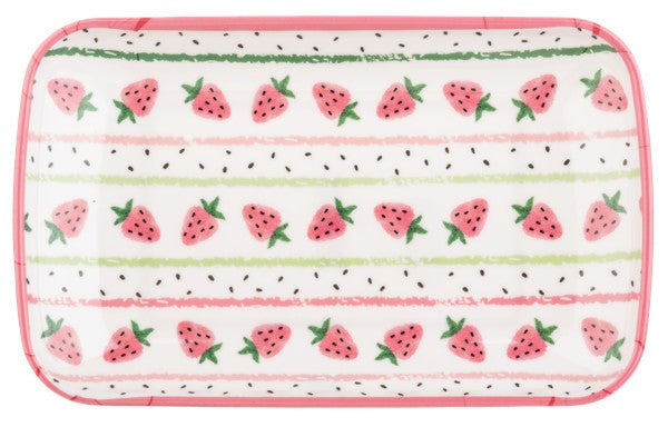 Striped Strawberry 5" x 8" Tidbit Plate
