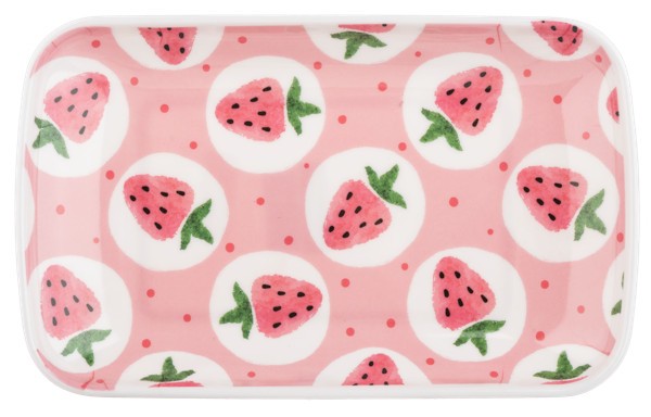 Pink Strawberry 5" x 8" Tidbit Plate