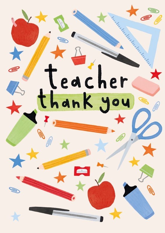 School Supplies Teacher Thank You Card