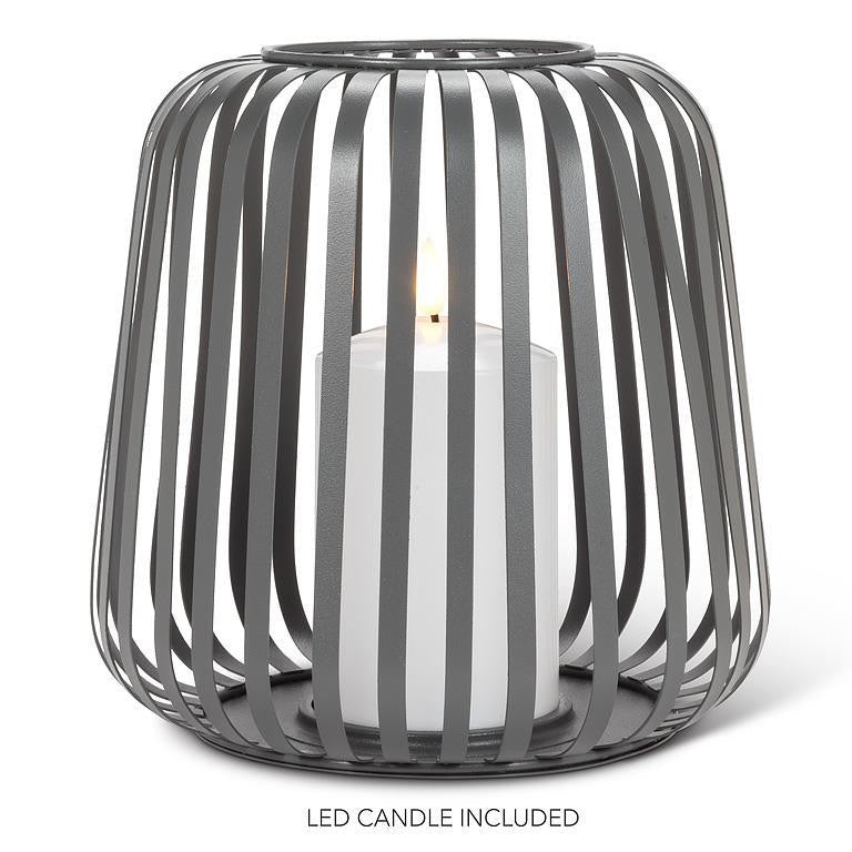 Grey Cage Lantern with LED Candle