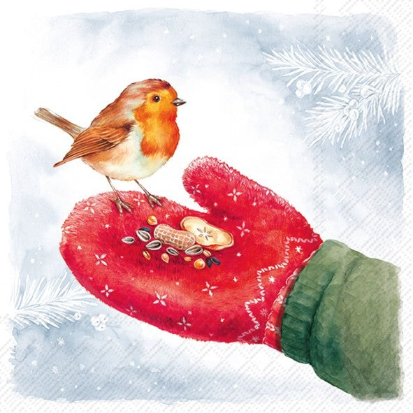 Feeding Robin Blue - Paper Napkins - Pack/20
